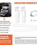 Under Counter Dishwasher Mounting Bracket Kit 2 Pack Replacement Fits LG Samsung GE Whirlpool And More Adjustable Cut To Fit Length For Under Counter Cabinets No Fuss Easy Install 180 Day Warranty shown with parts and dishwasher