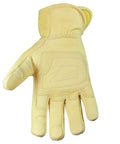 Kevlar Lined Leather Ground Utility Work Gloves For Men, Tan, X Large, showing palm design, Rugged Grip For Tough Jobs.