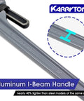 Heavy Duty 36 Inch Aluminum Pipe Wrench With Six And A Quarter Inch Jaw Opening Adjustable CrMo Jaw Straight Aluminum Handle Plumbing Tool For Tight Grips Beast Wrench For Big Pipes showing aluminum I-beam handle detail.