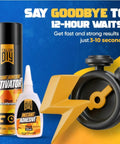 Ultra Strong Instant Glue With Activator Set Pro Grade Two 1.76 Oz And Two 6.76 Fl Oz Activator packaging with stopwatch graphic