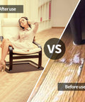 Comparison of recliner on floor with and without non slip recliner floor protectors with ultra grippy anti slip grip for hardwood floors.