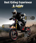 Power Packed 3500W Peak Electric Dirt Bike for Teens and Adults in action with hydraulic brakes and dual suspension on dirt trail