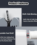 Dang Fast Portable Air Pillow Maker features multi-hole blowing pipe and adjustable feed shaft for efficient cushioning system.