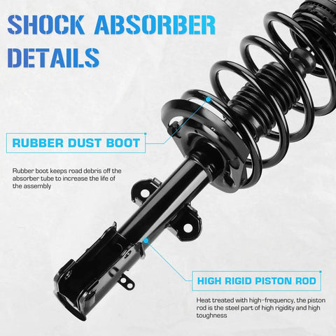 Dodge Grand Caravan Front Struts And Sway Bar Links Kit For 2008 To 2019 Not For RT Or GT Models And Not Compatible With Nivomat Rear Suspension Easy Installation Durable Front Suspension Upgrade For Smooth Ride And Tight Handling. front strut with rubber dust boot and piston rod