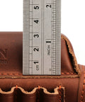 Close-up of ruler measuring Genuine Leather Buttstock Cheek Rest With Rifle Shell Holder And Quick Access Ammo Slot Rugged Huntin Gear