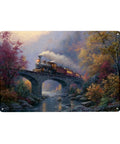 Dope Vintage Steam Locomotive Crossing Stone Arch Bridge Metal Tin Plaque Sign For Living Room Study Or Studio Wall Decor 8 By 12 Inch