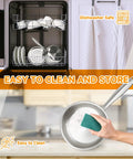 Tri Ply Stainless Steel Sauce Pan With Steamer Basket 1.5 Quart Induction Ready Nonstick Pot in dishwasher and being cleaned with sponge