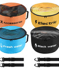 4 Pack RV Hose Storage Bags With Visible Cover And Two Way Zipper, Waterproof Utility Organizer For Fresh Water Hoses Black Water Hoses Electrical Cords And Camper Tools