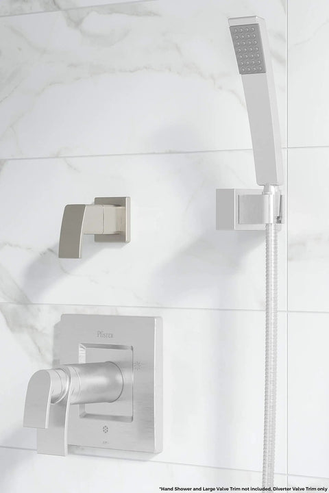 Kenzo Diverter Trim Brushed Nickel For Shower Valve All Metal Construction With Secure Fixed Hub Design on marble wall