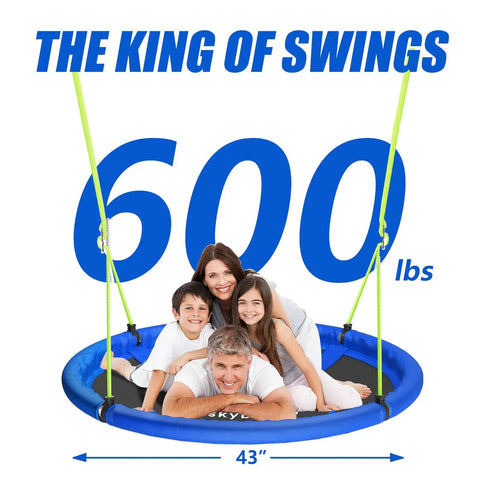 Heavy Duty 43 Inch Disc Swing For Backyard With 600Lb Weight Capacity And Carabiners, Waterproof Flying Saucer Swing For Kids And Adults, family