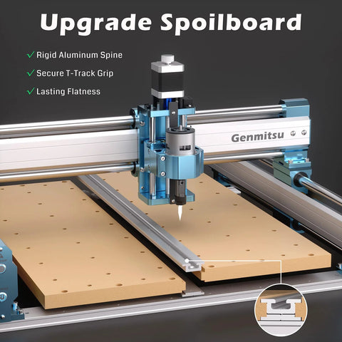 Front view of Genmitsu 4040-PRO CNC router with aluminum frame and 15.7 x 15.7 in working area.