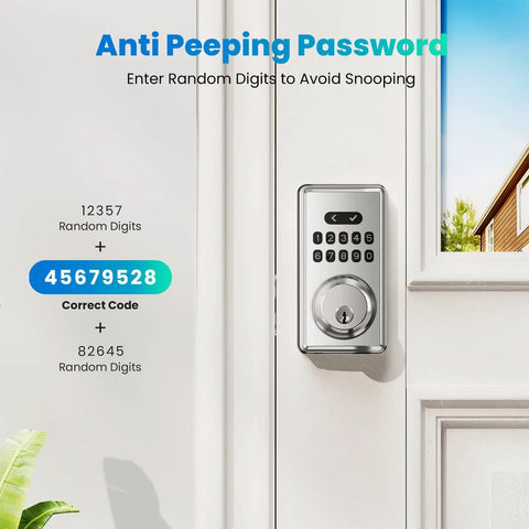 Keyless Entry Door Lock With Keypad And Auto Lock Digital Smart Lock With Codes Anti Peeking Password Easy Diy Install Satin Nickel Finish Multi User Access For Home Or Airbnb Boss Level Security For Family And Guests on door.