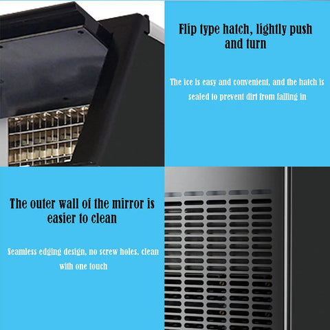 No Fuss Countertop Ice Maker Machine With Fast Freezing Self Cleaning Build And Ultra Quiet Operation For Bars Restaurants Homes Or Offices showing flip-type hatch and easy-clean outer wall.