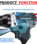 Beast Of A 26V Brushless Cordless Rivet Gun Dual-Use Tool With 11000N Pulling Force, side view with LED vents and cooling airflow
