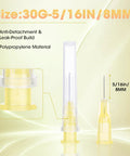 30G Luer Lock Needles 5/16 Inch Sterile Disposable tips showing anti-detachment design and polypropylene hub.