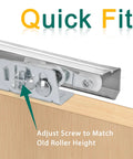 Twin Pocket Door Roller Set With Top Mount Rollers 7/8 Inch Wheels in alloy steel on installation track with adjust screw