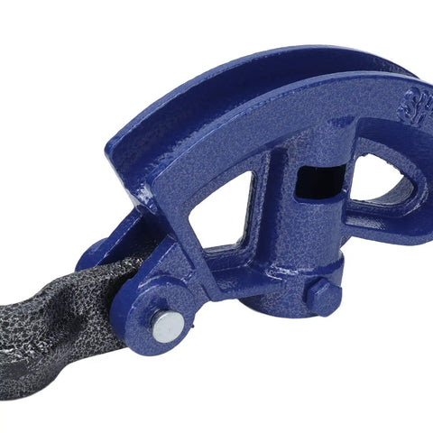 Heavy Duty Manual Pipe Bender Tool Fits.9 Inch Galvanized Aluminum Iron PVC Tubes, blue carbon steel construction, close-up view.