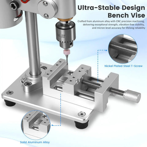 Rock Solid Mini Drill Press Vise With Aluminum Body High Precision Clamp From 0 To 1.85 Inch For Crafts Jewelry Making Modeling Repairs Hobbies Watches Small Electronics And Micro Fabrication on drill press