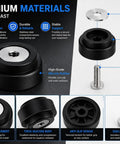 12 Pack Speaker Isolation Pads With Screws Rubber Feet For Bookshelf Speakers Studio Monitors Subwoofers And Turntables Reduces Vibration And Buzz Boosts Clarity Supports Up To 24 Lbs Per Pad with stainless steel components and high-grade silicone for vibration absorption.