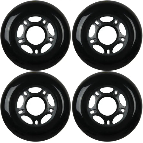Outdoor Asphalt Inline Skate Wheels 89A 80mm 4 Wheel Set For Rugged Street Cruising And Park Sessions, Durable 608 Bearing Hub, Black