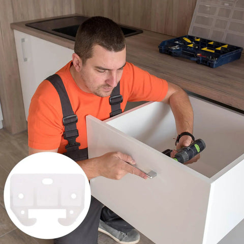 Installation of White Plastic Drawer Track Guides and Slides Replacement Kit 10 Pcs Easy Install by worker in orange shirt