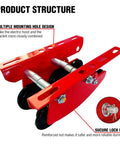 Heavy Duty 6 Wheel Manual Trolley for I-Beam 1 Ton Load, showing mounting hole design and secure lock nuts.