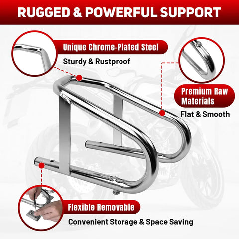 Heavy Duty Motorcycle Wheel Chock Stand Fits 5.5 Inch Wide Tires Portable Removable Chock For Trailer And Garage Silver