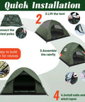 Quick installation steps for 2 To 3 Person Camping Tent With Rainfly Waterproof And Windproof Dome Shelter Easy Setup And Portable Double Layer Outdoor Tent For Backpacking Backyard Adventures Hiking And Quick Trips.