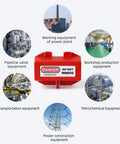 Lockout Tagout Kit For Forklifts And Electrical Plugs, Universal 110 And 220 Volt Lockout Devices, red plug lock shown with applications