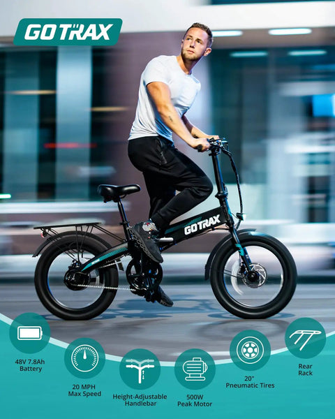 Person riding a Foldable Electric Bike With 20 Inch Wheels For Daily Commutes And City Cruising 40 Mile Range 48V Battery 20 MPH Top Speed.