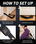 Door Mount Hamstring Curl Strap with Extra Large Foam Stopper and Thick Neoprene Padding setup instructions