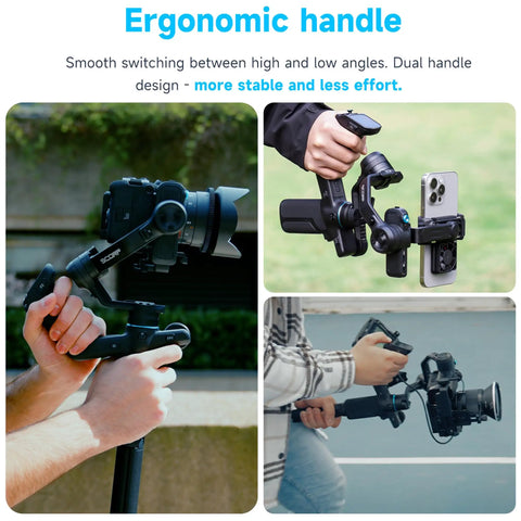All In One Three Axis Gimbal Stabilizer For Camera Smartphone And Action Cam With Built In AI Tracking 0.003s Response