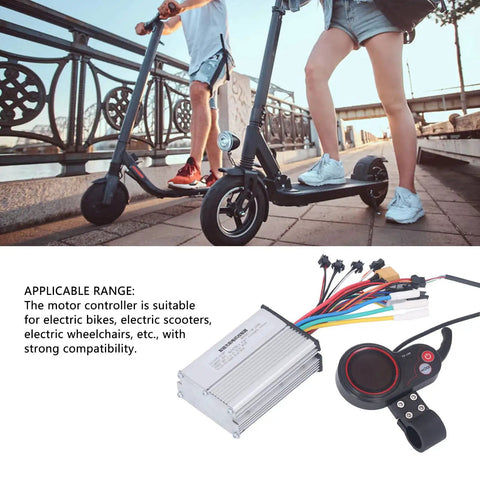 DC48V Brushless Motor Controller for Electric Bikes and Scooters, 350W 20A Intelligent Speed Controller shown with scooters.