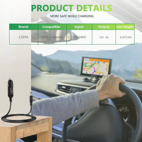 Heavy Duty Ride Ready 12v Dc Car Charger Cord With Eight Swappable Plugs, 6.5ft cable in car charging GPS.