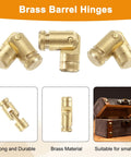Invisible Brass Barrel Hinges 5x15mm Concealed Hidden Hinge For Jewelry Boxes And Music Boxes Gold Tone, shown in various views and installed