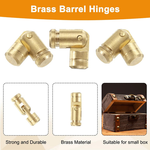 Invisible Brass Barrel Hinges 5x15mm Concealed Hidden Hinge For Jewelry Boxes And Music Boxes Gold Tone, shown in various views and installed