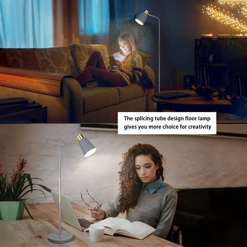 Dope Industrial Floor Lamp With Adjustable Metal Heads, providing task lighting for reading in living room and home office