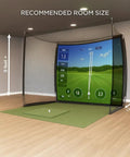 Indoor Golf Cage With Impact Screen And Side Enclosure, Top Net, Full Swing Practice Cage For Home Use in a room setup