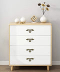4 Pack Vintage Style Leaf Drawer Pulls 4 Inch Bronze Cabinet Handles For Dresser And Furniture 50mm Hole Distance installed on white dresser