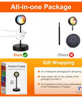 All-in-one package of Sunset Lamp Projector With RGB LED Lights, 360 Rotating Mood Light For Bedroom, App And Remote Control