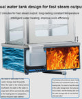 Transparent display of dual water tank design in Six Layer Commercial Electric Steamer 2200W With Anti Dry Burning Tech