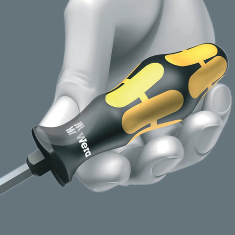Hand holding Kraftform Plus Screwdriver from Six Piece Slotted And Phillips Drivers Set, Durable Comfort Grip Handle.