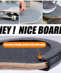 Durable Rubber Deck Protector For Skateboards And Longboards shown enhancing grip and protection on a skateboard edge, close-up.