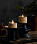 Flameless LED Tea Light Candles Set Of 2 Birch And Pearl Ivory Real Wax Look Remote Timer Battery Operated Paraffin Tealights