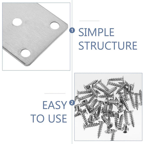Rust Resistant Stainless Steel Corner Brace Brackets with screws for wood furniture and machinery repair, 10 pack