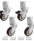 2 Inch Side Mount Caster Set, 4 Pack With 2 Swivel And 2 Brakes, L Shape Plate For Furniture, Cabinets, Coffee Tables And Plant Stands