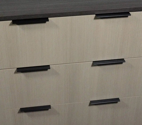 6 Inch Back Mount Finger Edge Pull Cabinet Drawer Handle Matte Black Finish Lightweight Aluminum 10 Pack Dope Kitchen Cabinet Hardware For Sleek Modern Look on light wood drawers