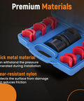 Fork Seal Driver Tool Kit For Motorcycles And Bikes Pro Grade 14 Piece Set With Adapters 35 36mm in blue case, metal and nylon materials