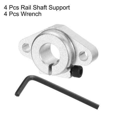 Heavy Duty SHF12 Aluminum Linear Rod Rail Support Clamp Set 4 Pack For 12mm Shafts Precision Mounting Brackets For CNC Machines 3D Printers And Automation Gear Silver Tone, with wrench