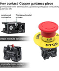 Red Mushroom Head Emergency Stop Push Button Switch 1 Pack Heavy Duty Metal Body With High Conductivity Built To Last Stop Button for Machinery Safety and Control Corrosion Resistant, red stop switch with NC contact module